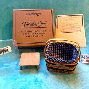 Longaberger JW Collection Mini Miniature Cake Basket Liner Protector Riser Box